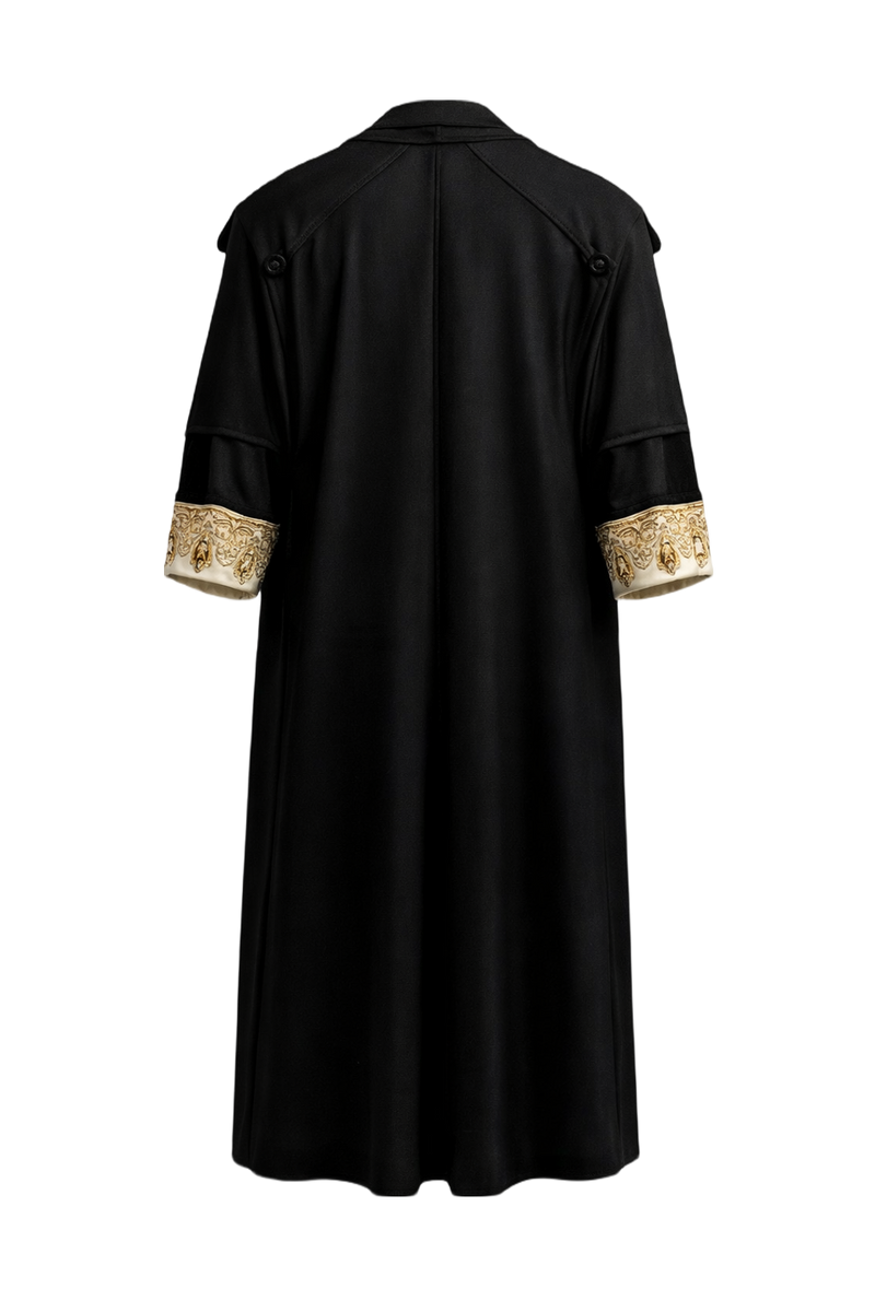 1930s Black Synthetic Blend Coat - Back View