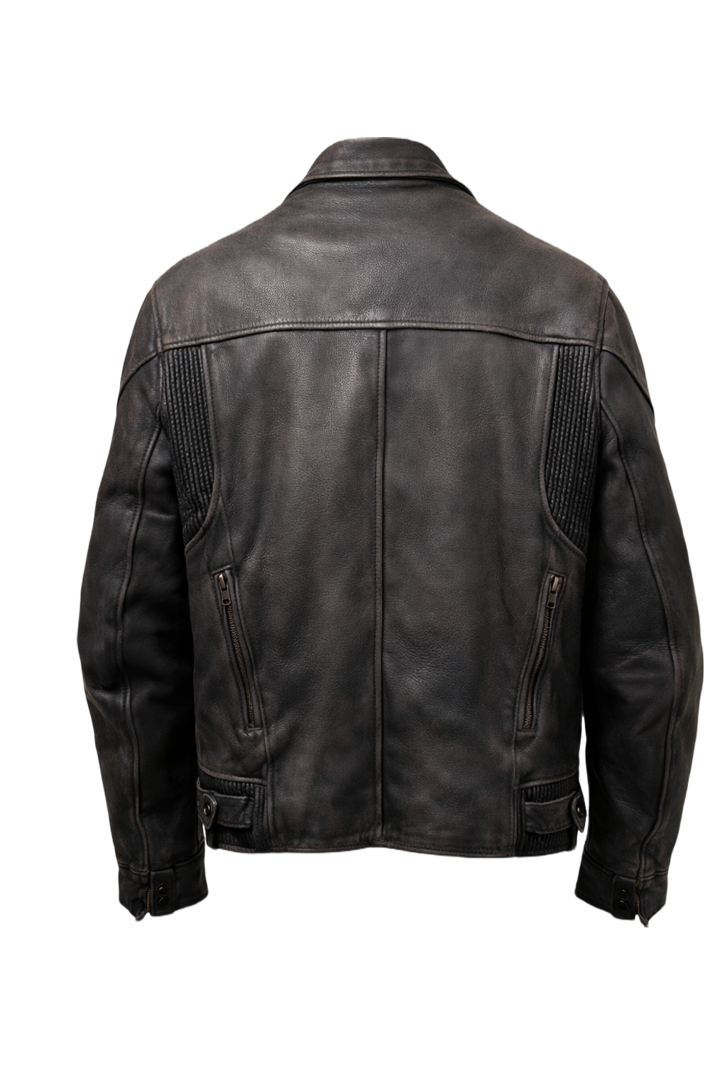 1990s Black Leather Men's Leather Jacket - Back View
