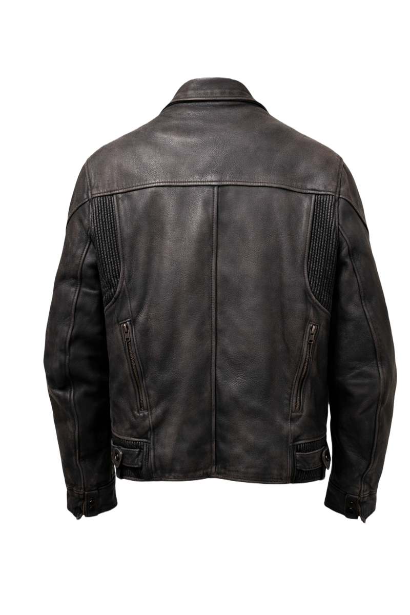 1990s Black Leather Men's Leather Jacket - Back View