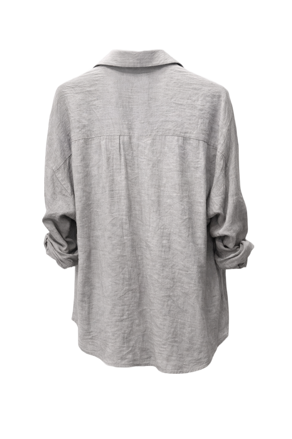 1990s Light Gray Linen Blend Shirt - Back View