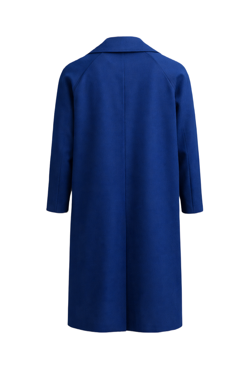 1980s Royal Blue Synthetic Blend Coat - Back View