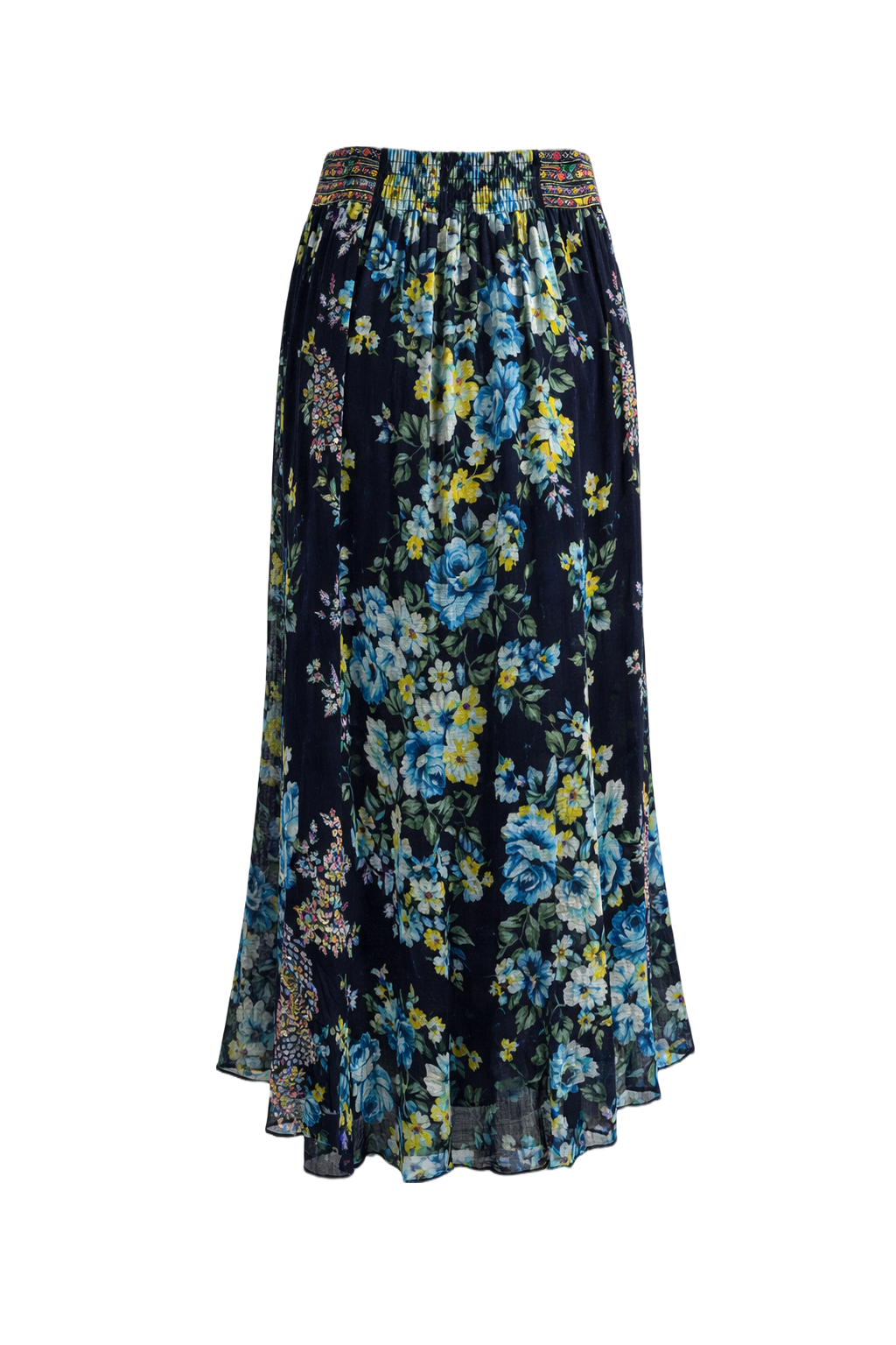 1970s Black Synthetic Blend Skirt - Back View