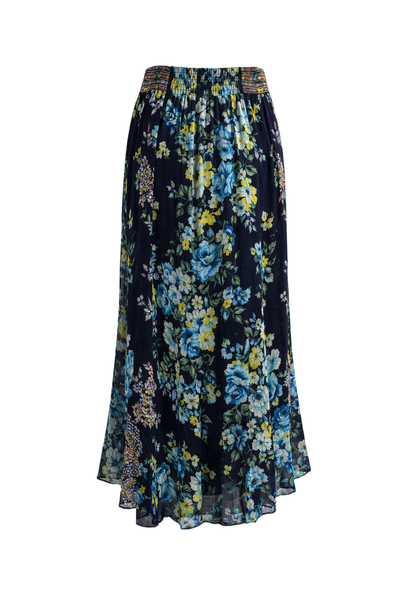 1970s Black Synthetic Blend Skirt - Back View