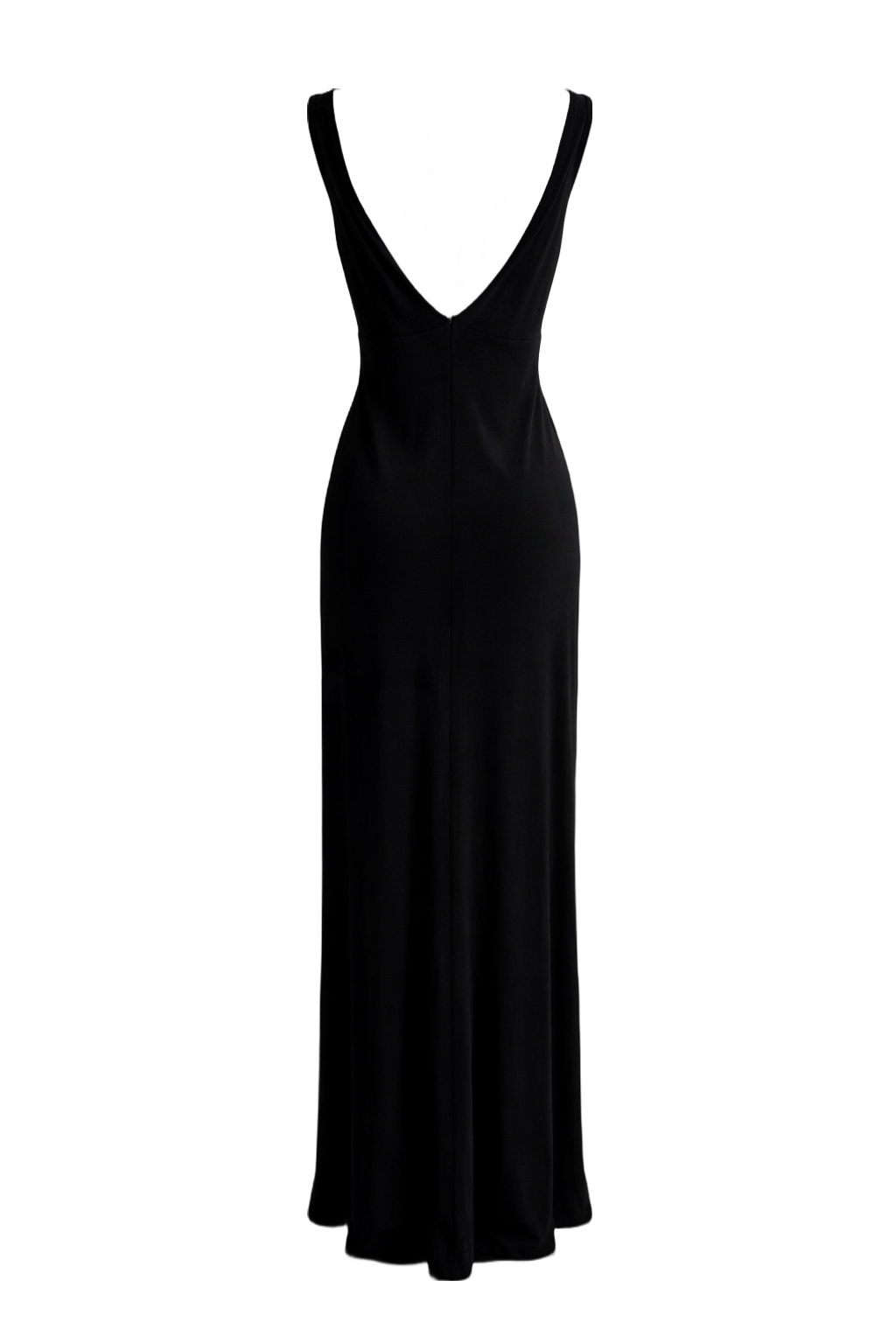 1990s Black Satin Maxi Dress - Back View