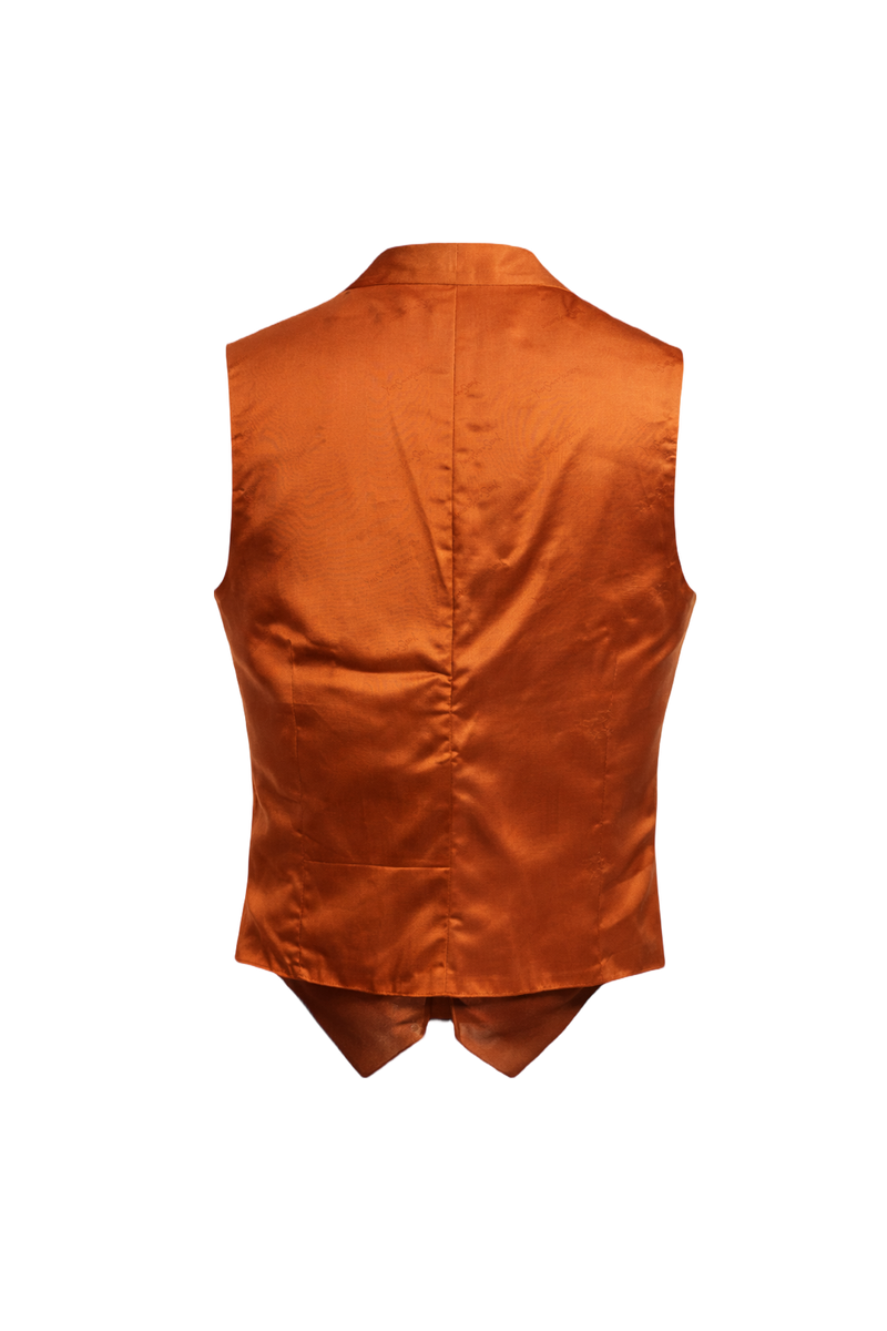 1970s Rust Brown Synthetic Blend Vest - Back View