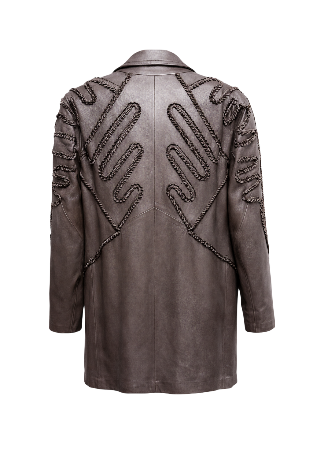 1970s Brown Leather Coat - Back View