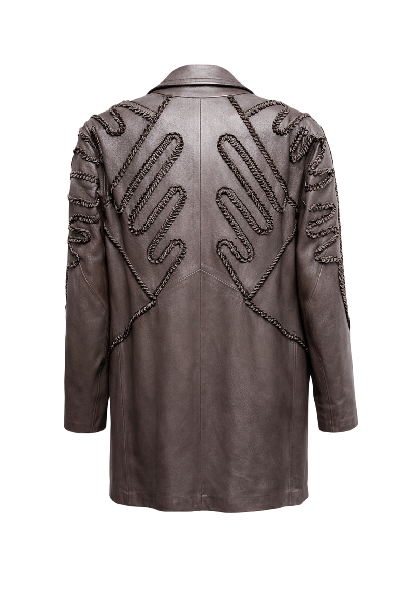 1970s Brown Leather Coat - Back View