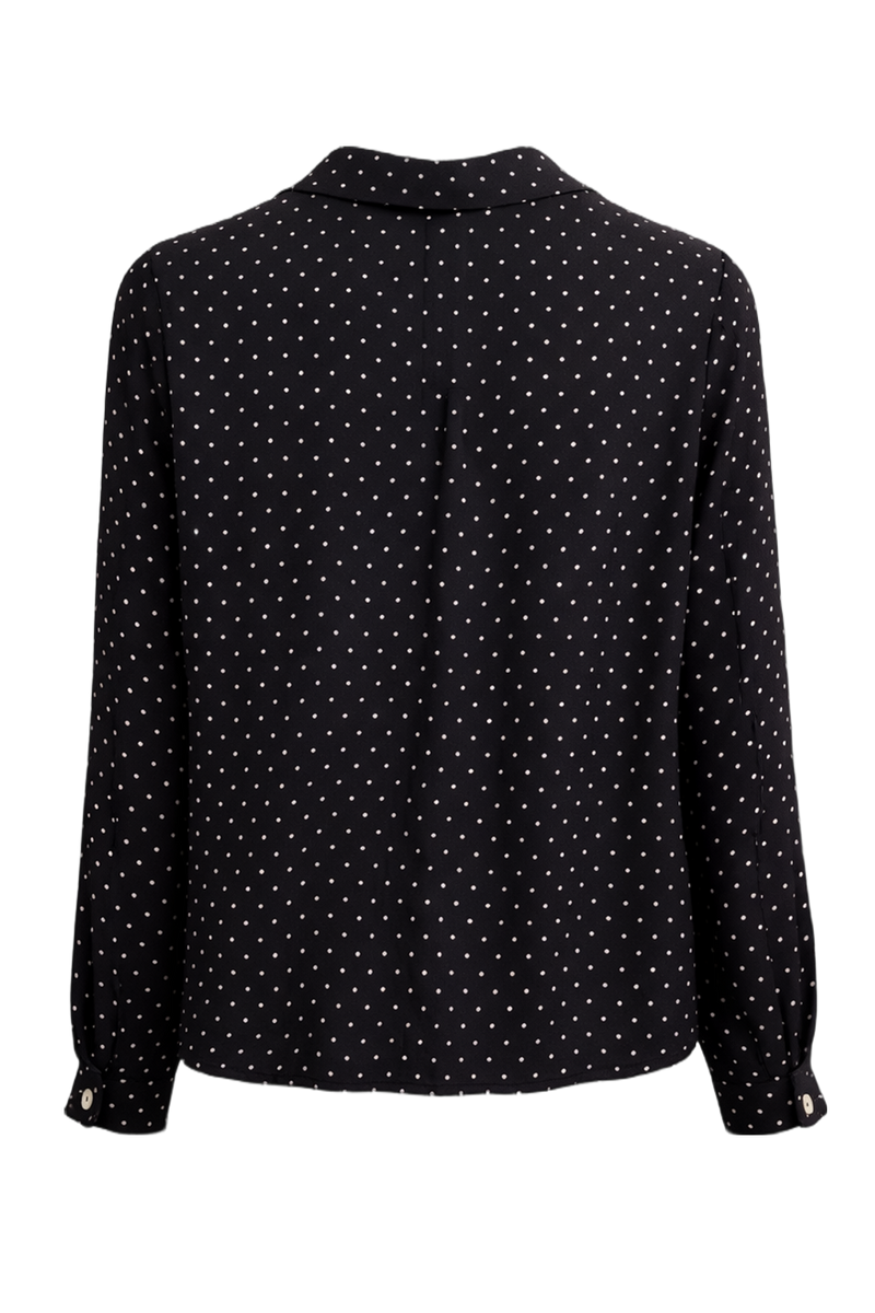 1990s Black Synthetic Blend Blouse - Back View