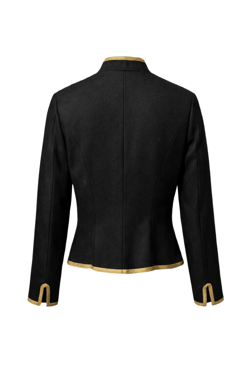 1990s Black Wool Embroidered Jacket - Back View