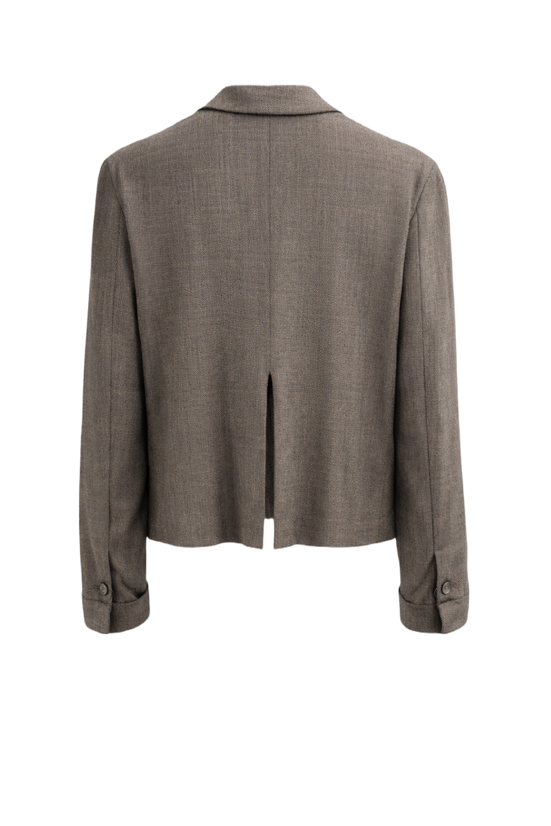 1990s Taupe Wool Blend Blazer - Back View