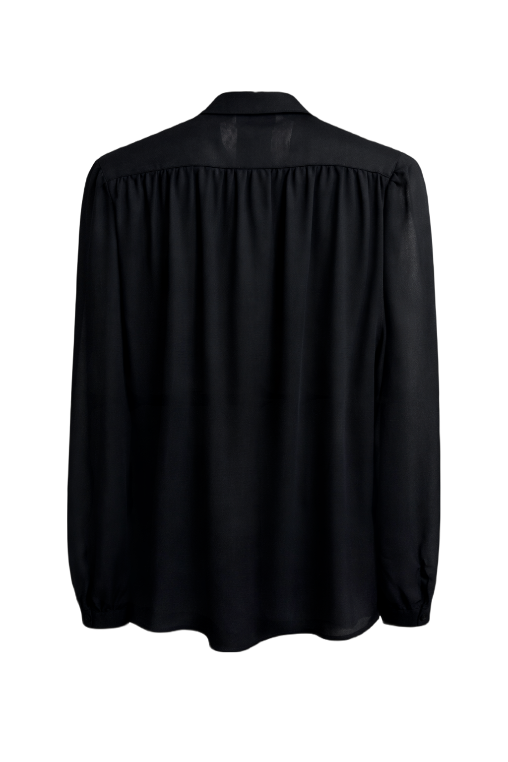 1990s Black Silk Blend Blouse - Back View