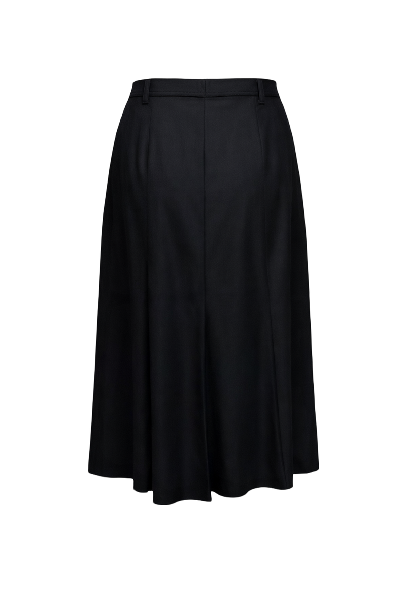 1970s Black Wool Blend Skirt - Back View