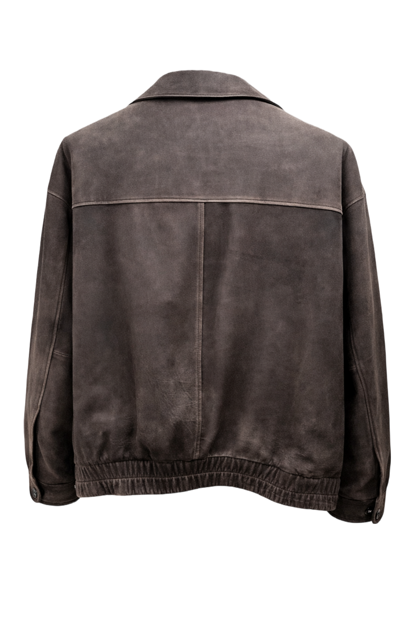 1990s Dark Brown Leather Jacket - Back View