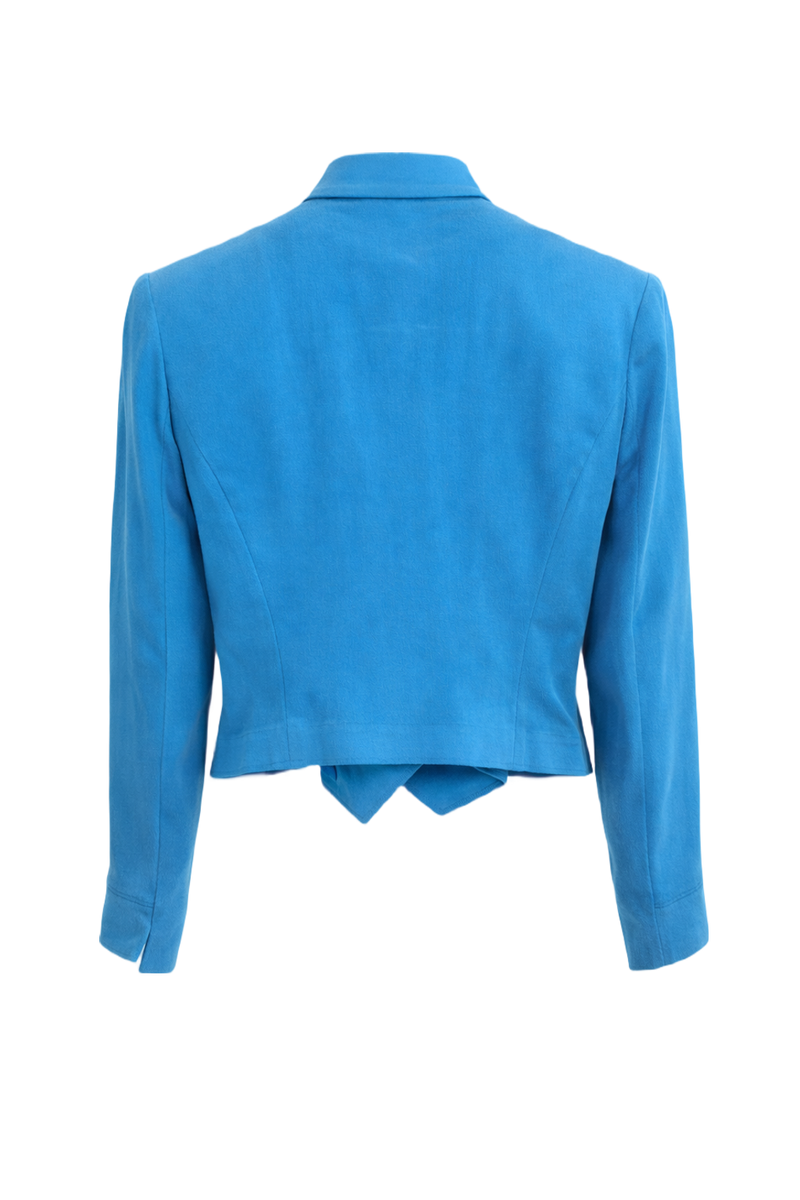1990s Bright Blue Suede Jacket - Back View