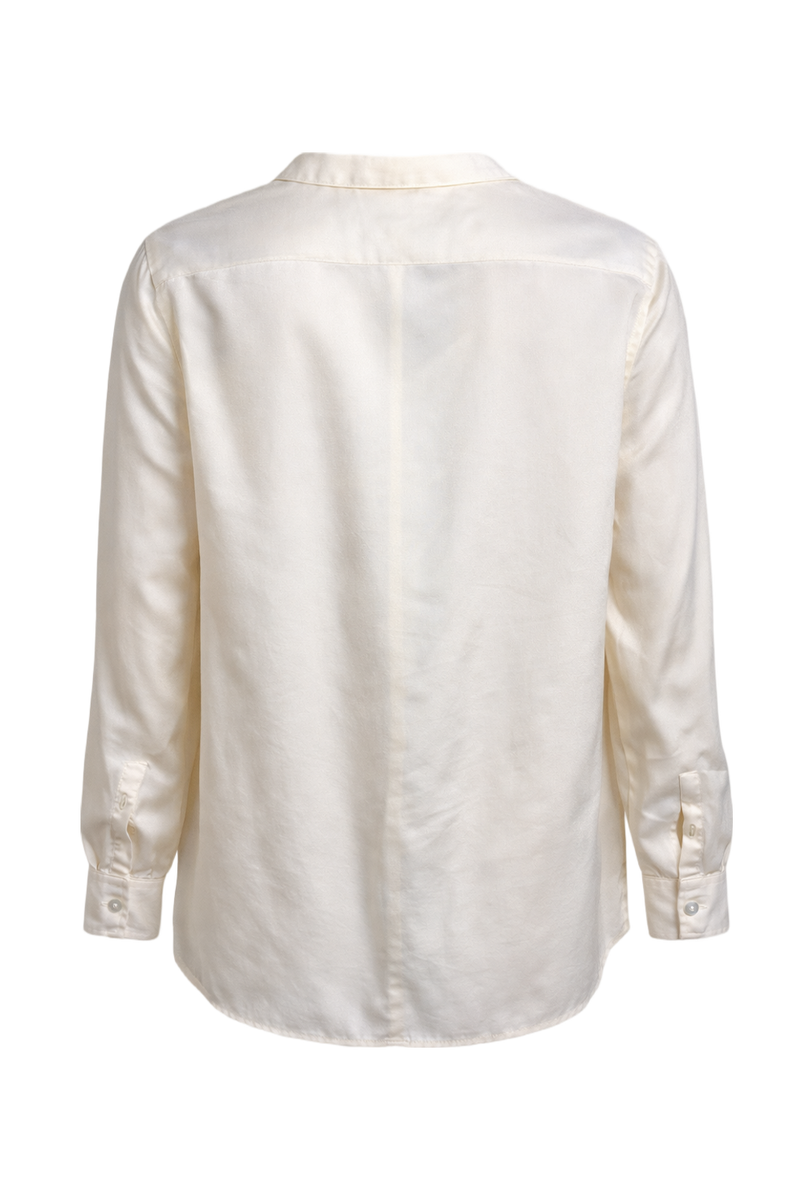 1980s Cream Silk Blend Blouse - Back View