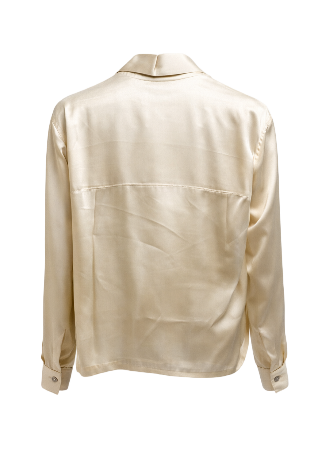 1990s Cream White Silk Blend Blouse - Back View