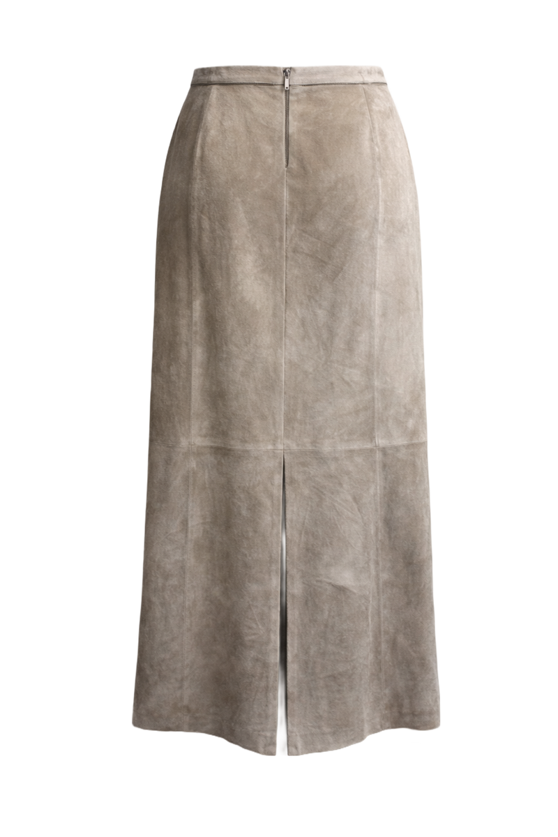 1970s Beige Wool Blend Skirt - Back View