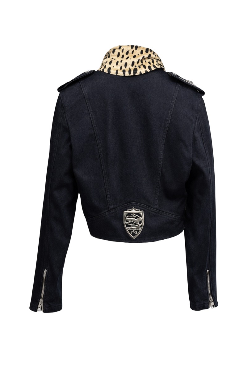 1990s Black Denim Jacket - Back View