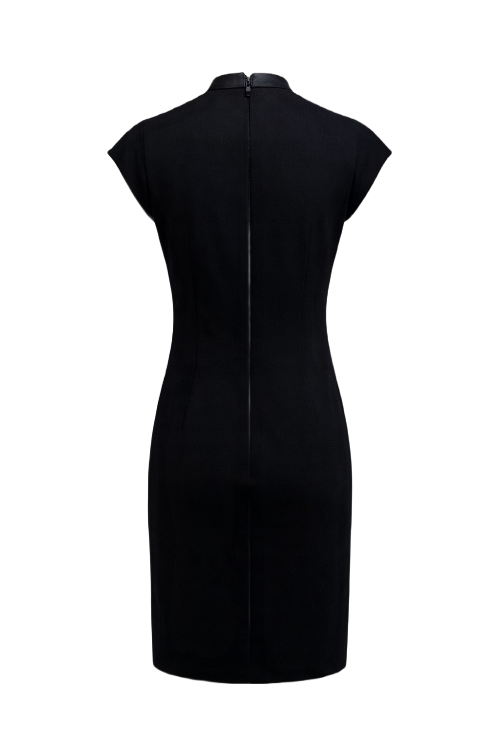 1990s Black Wool Blend Shift Dress - Back View