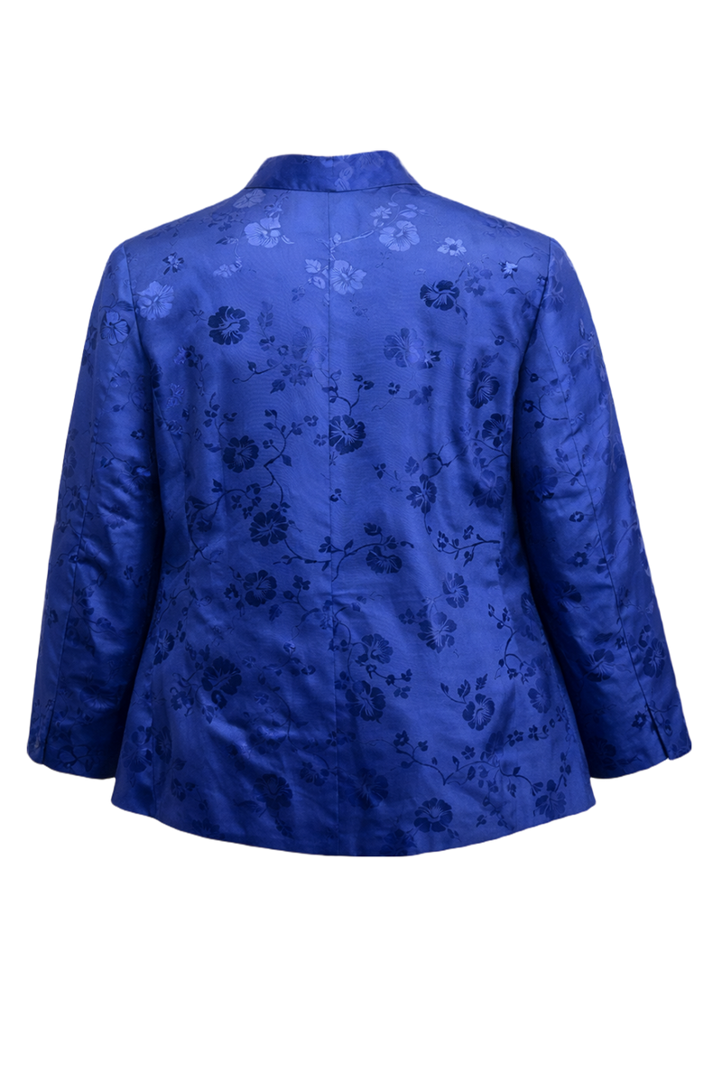 1970s Royal Blue Satin Jacket - Back View