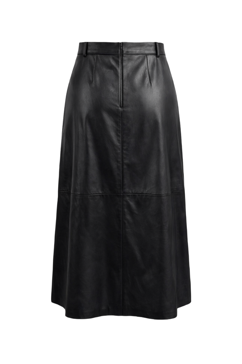 1990s Black Leather Skirt - Back View