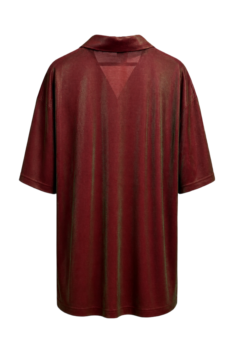 1980s Burgundy Polyester Shirt - Back View