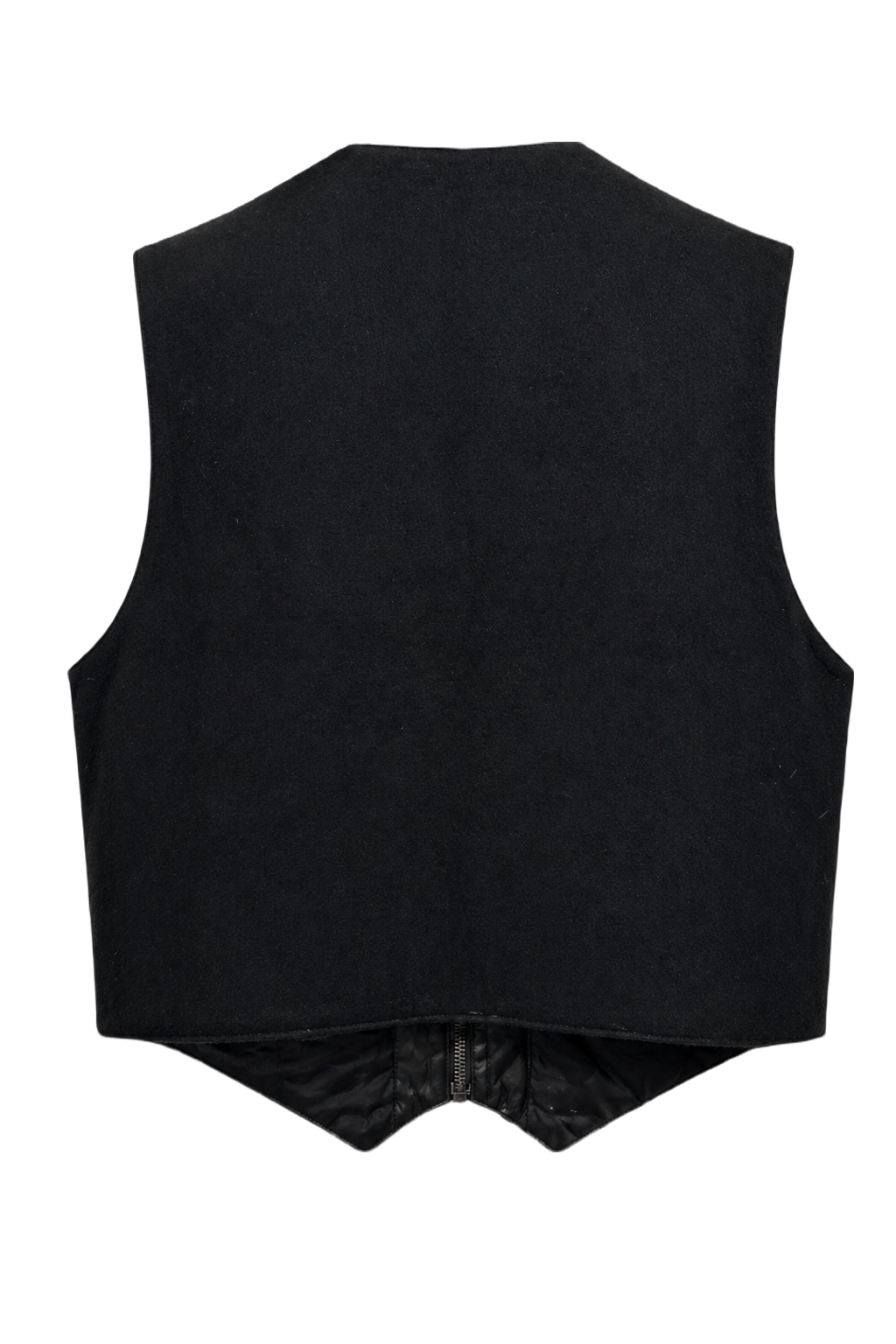 1970s Black Leather Quilted Vest - Back View