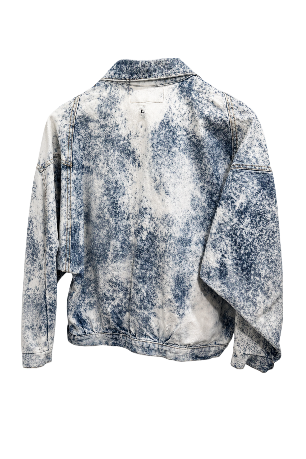 1990s Acid Wash Blue Cotton Blend Jacket - Back View