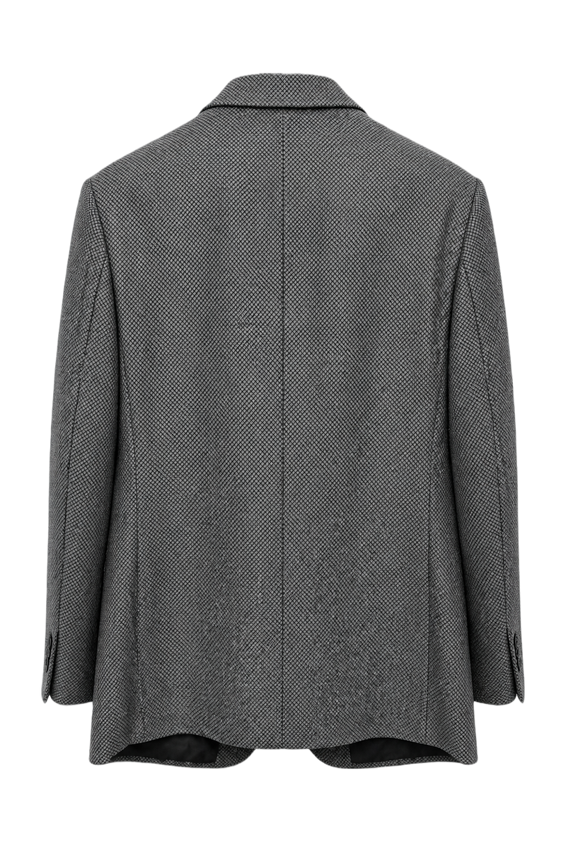 1980s Grey Wool Blazer - Back View