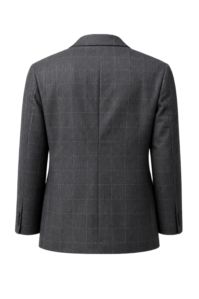 1990s Charcoal Grey Wool Blend Blazer - Back View