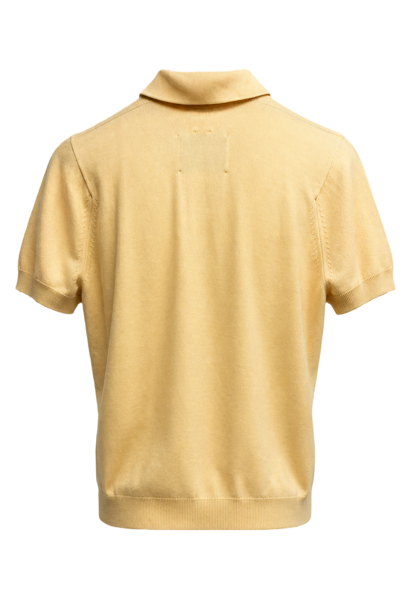 1960s Pale Yellow Cotton Blend Polo - Back View