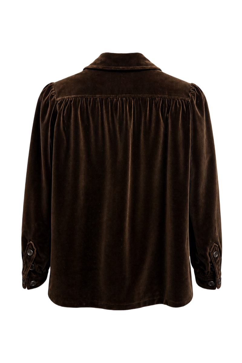 1970s Dark Brown Velvet Jacket - Back View