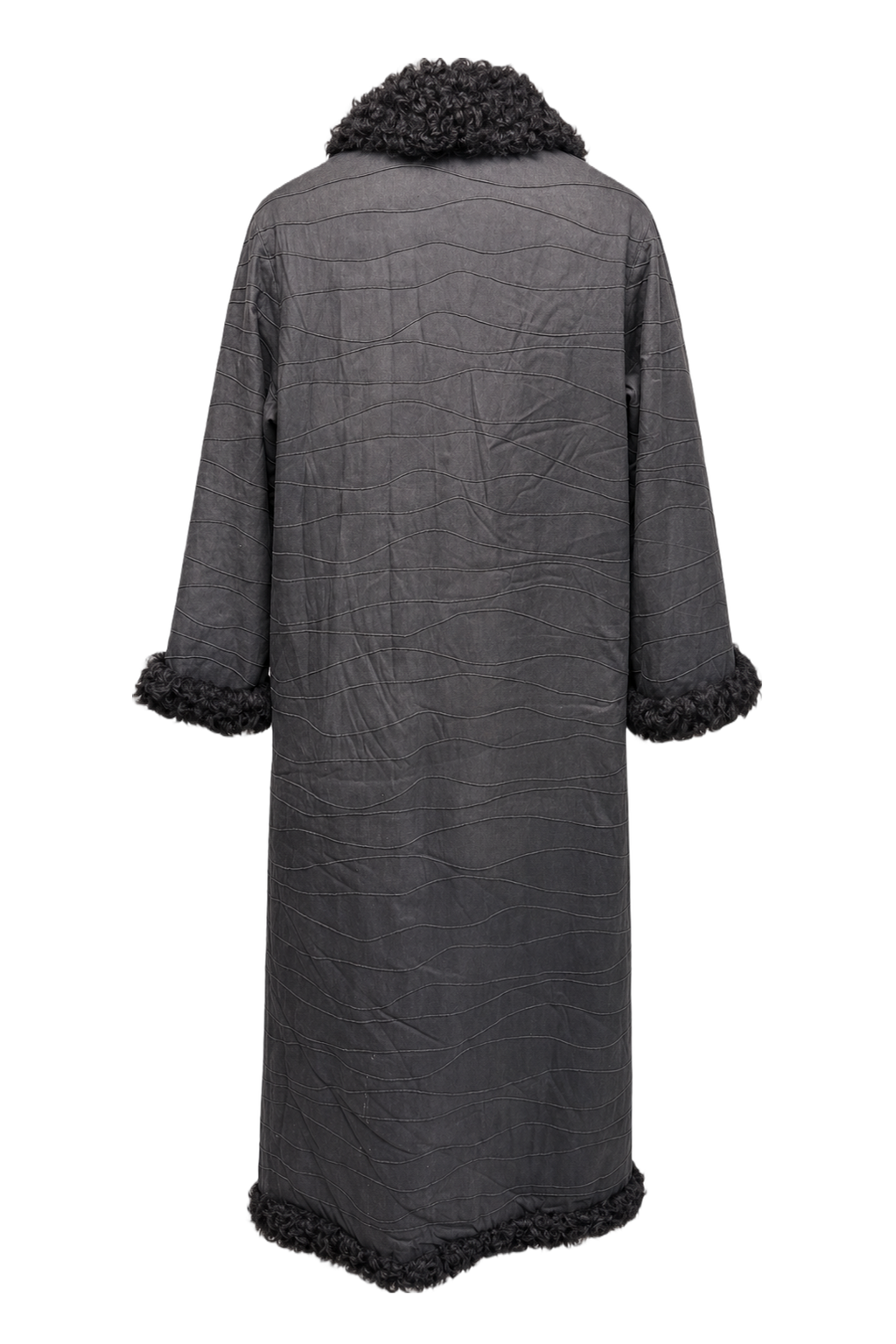 1980s Black Nylon Coat - Back View