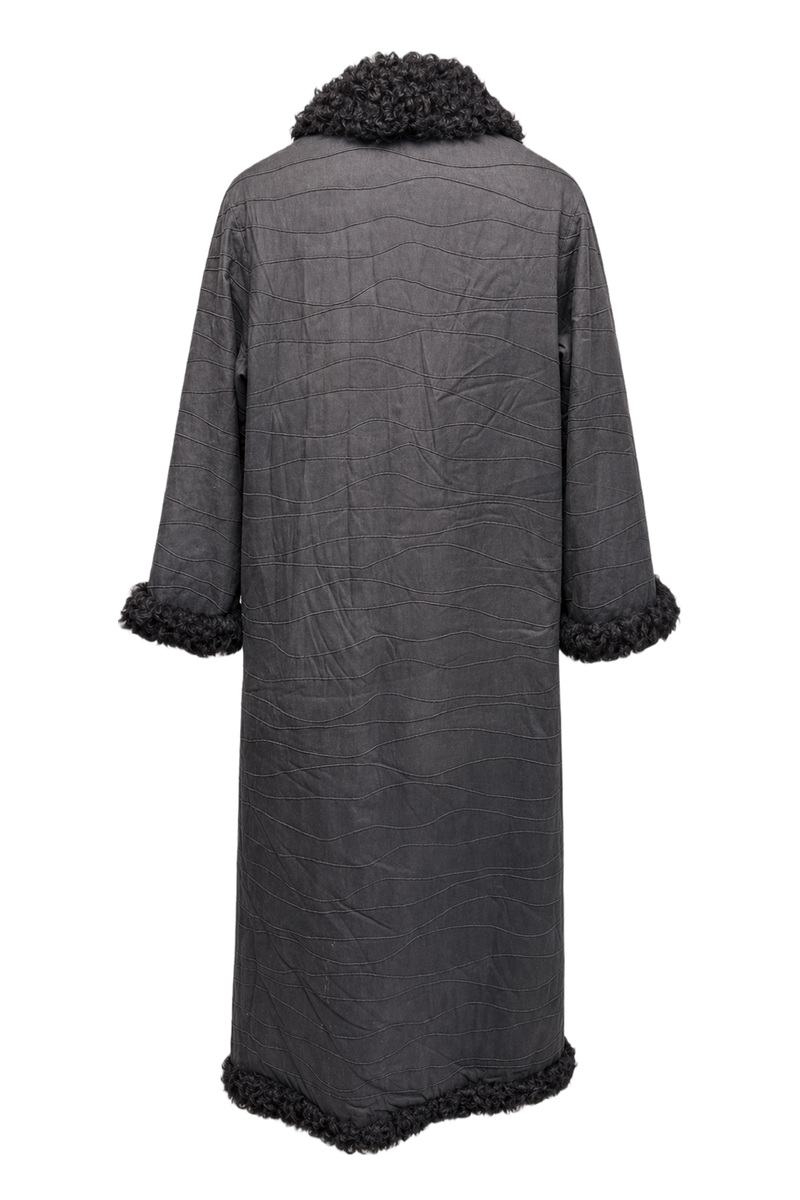1980s Black Nylon Coat - Back View
