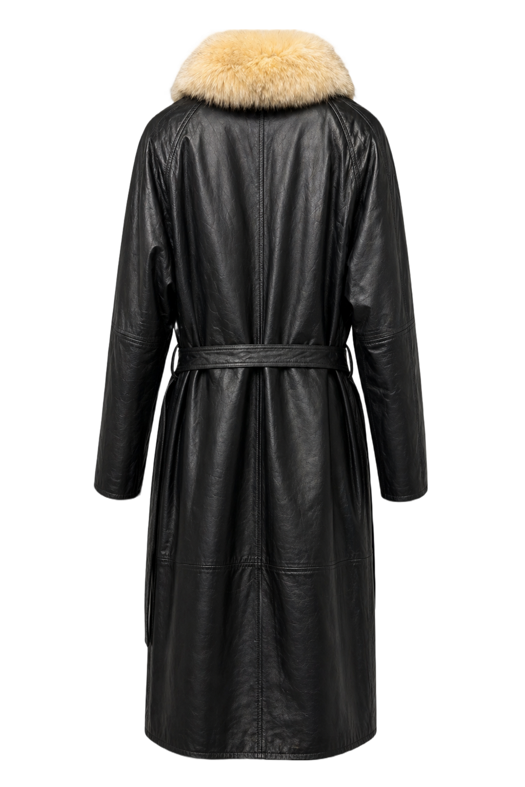1990s Black Leather Coat - Back View