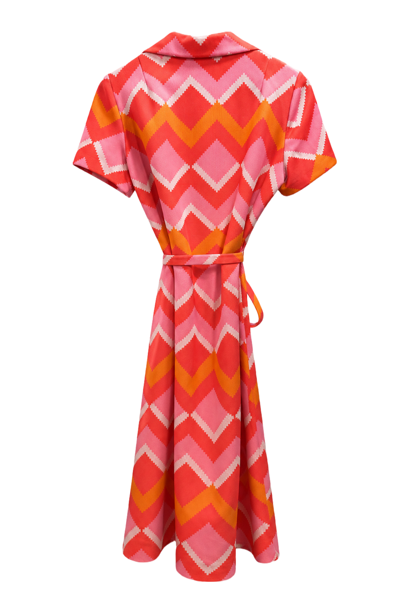 1960s Pink Polyester Dress - Back View