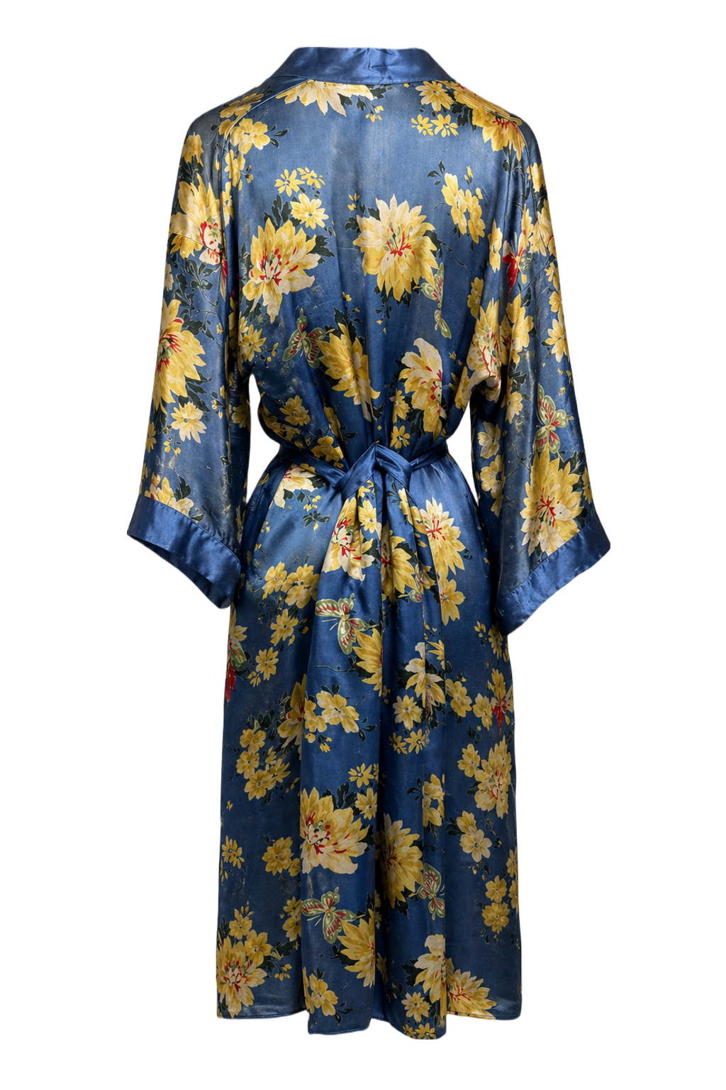 1930s Blue Silk Kimono Robe - Back View