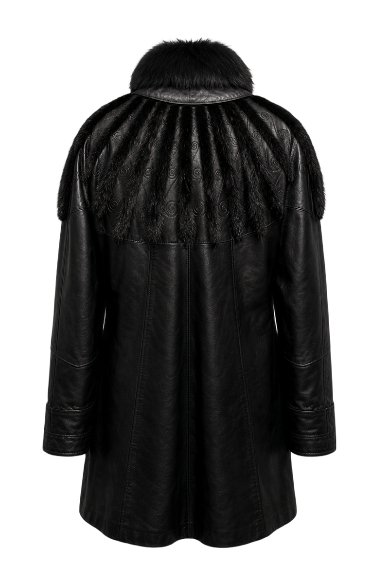 1980s Black Leather Coat - Back View