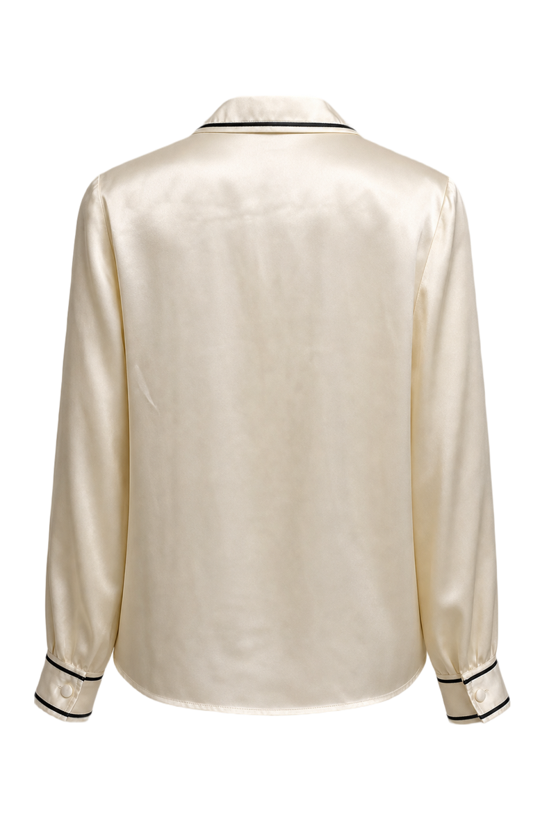 1980s Cream Silk-like Blouse - Back View