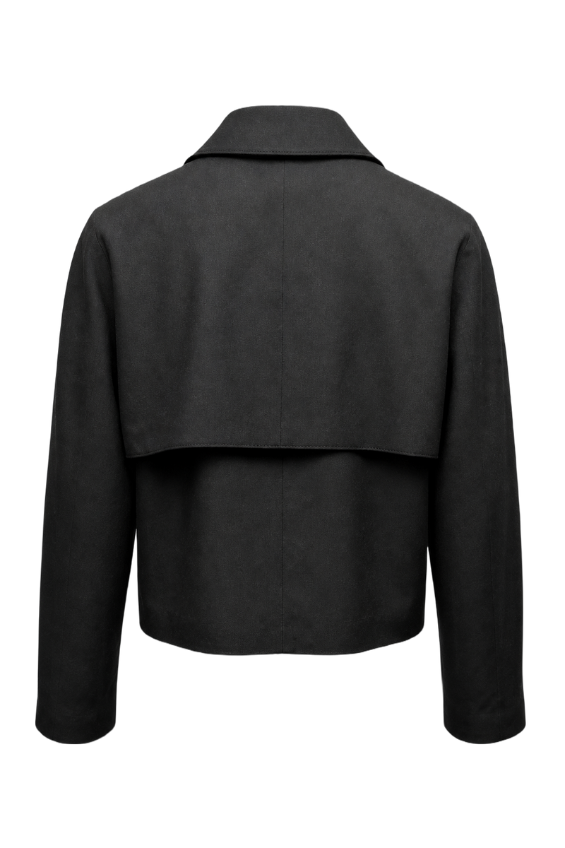 1980s Black Polyester Jacket - Back View