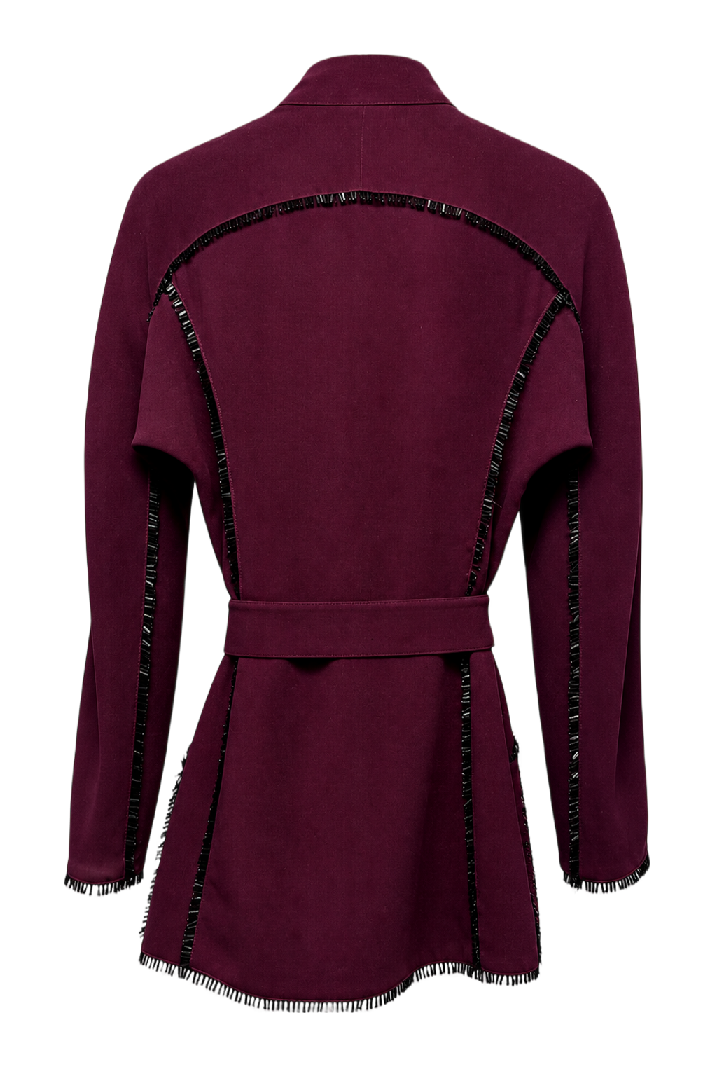 1990s Deep Burgundy Polyester Jacket - Back View