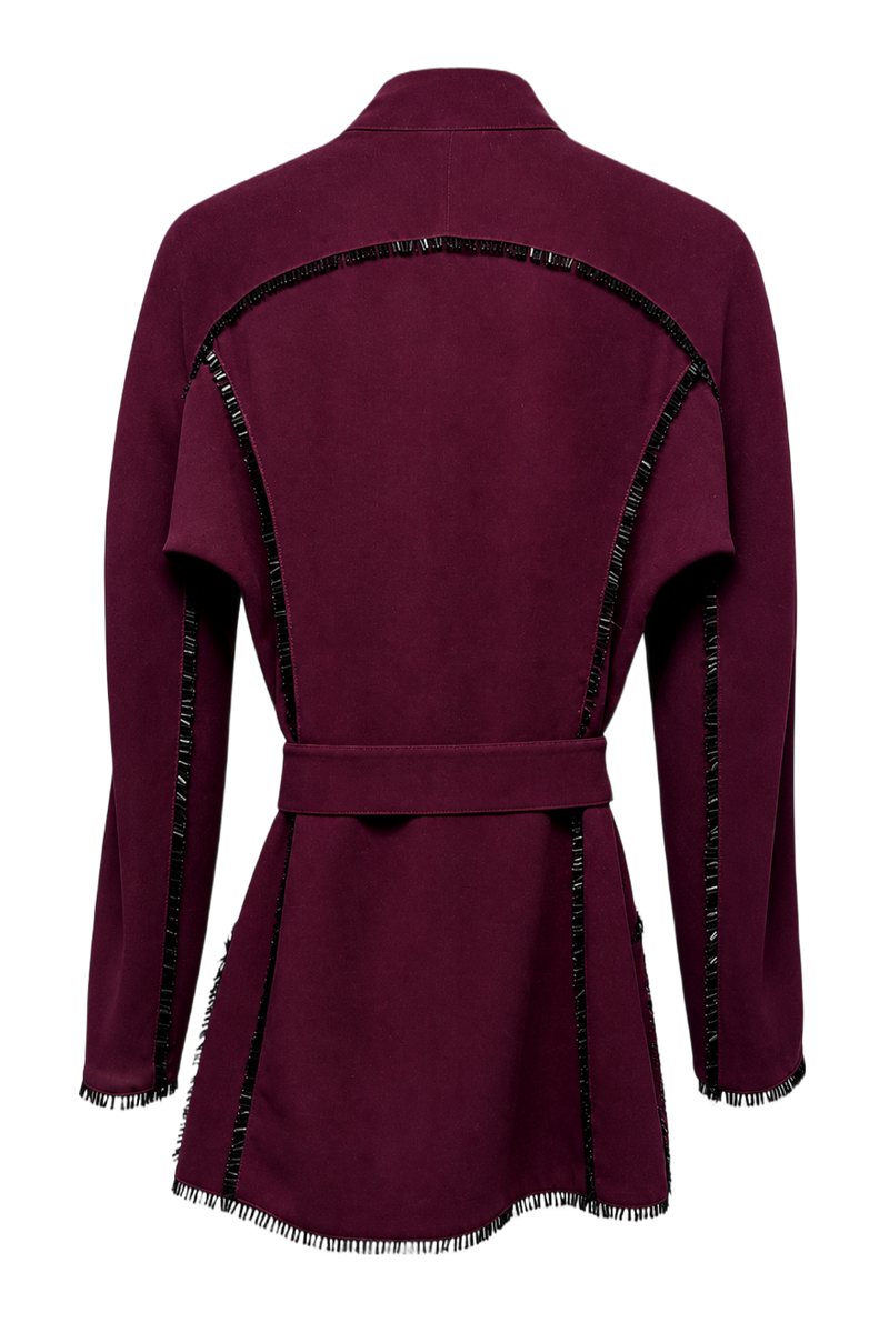 1990s Deep Burgundy Polyester Jacket - Back View
