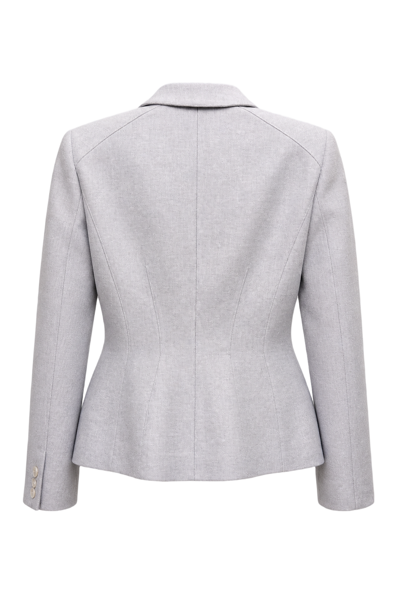 1990s Lavender Gray Polyester Blazer - Back View