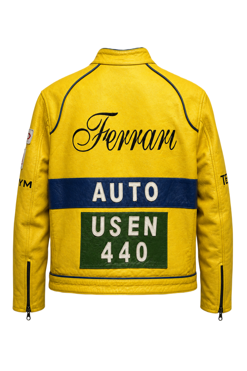 1990s Bright Yellow Leather Jacket - Back View