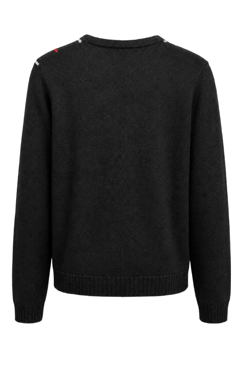 1960s Black Wool Striped Cardigan - Back View