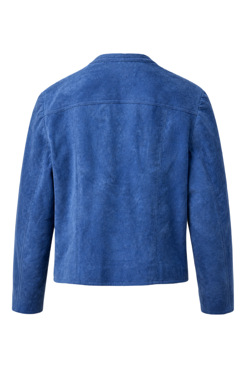 1970s Blue Suede Women's Jacket - Back View