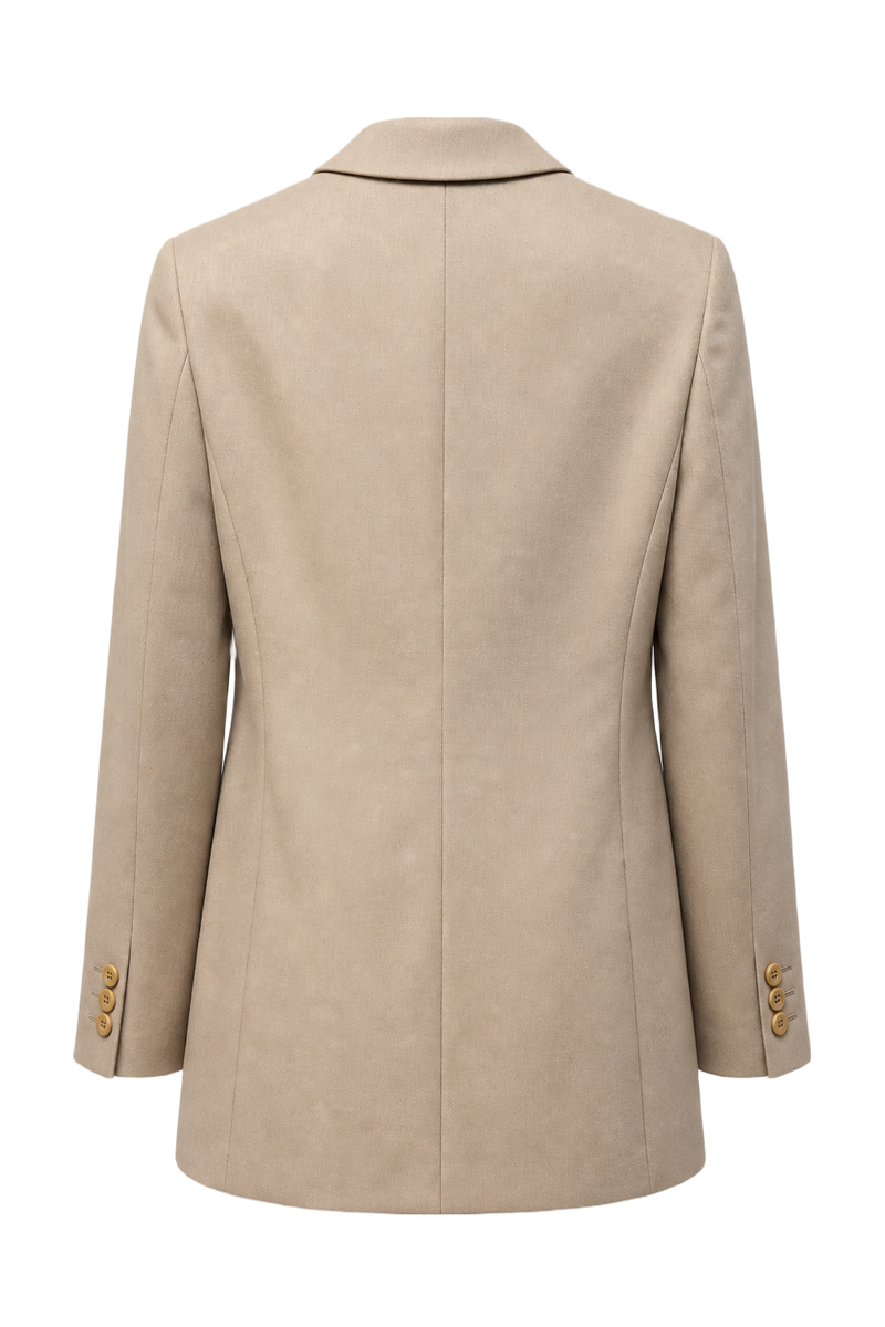1980s Cream Wool Blend Blazer - Back View