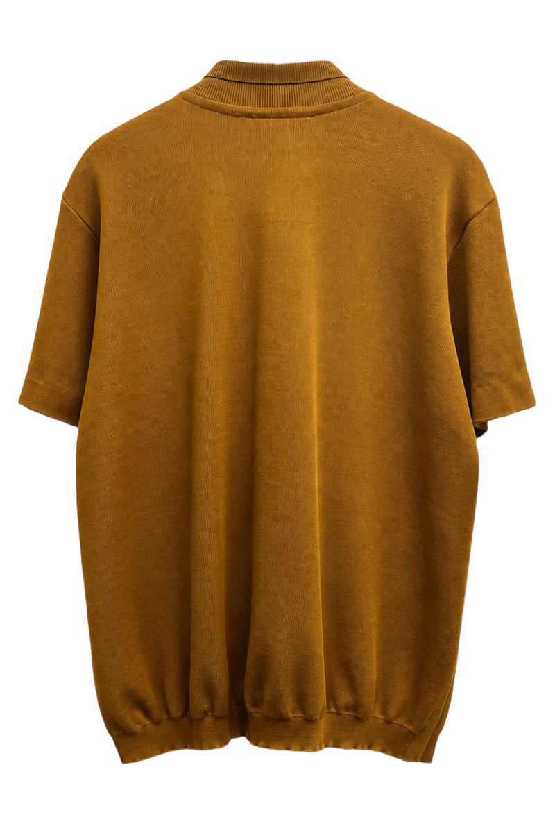 1960s Mustard Yellow Polyester Shirt - Back View