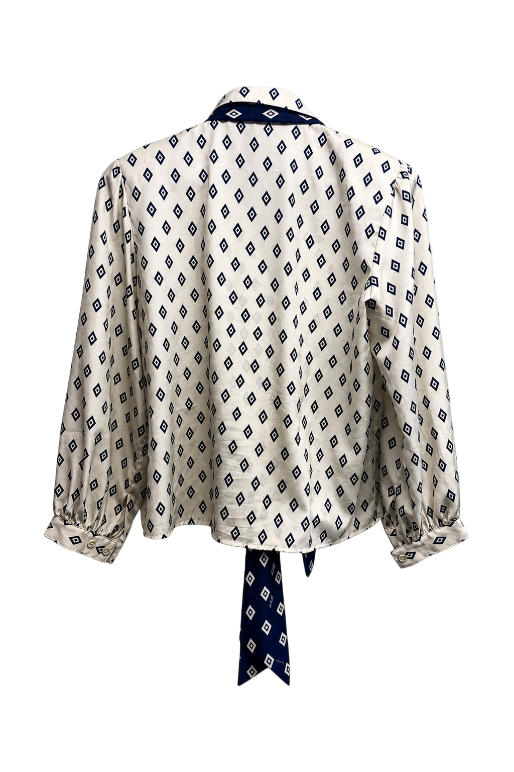 1980s Cream White Silk Blouse - Back View