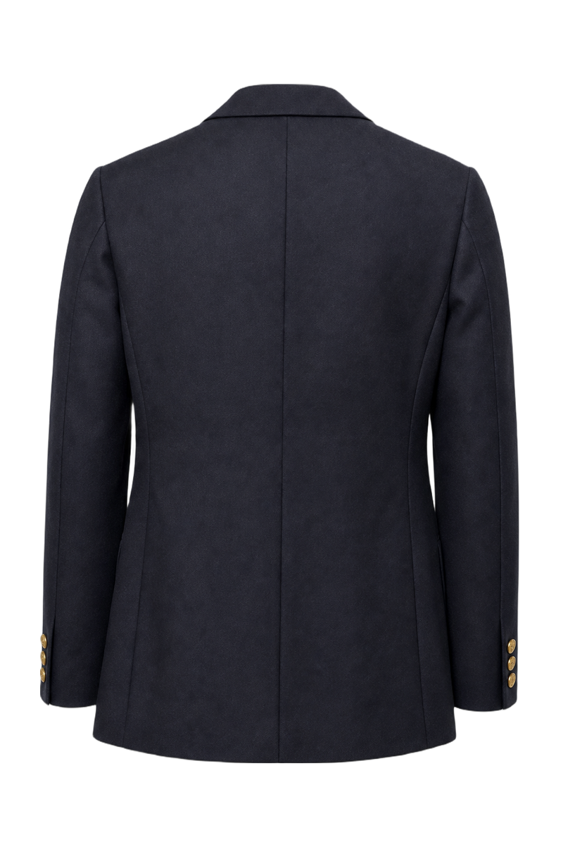1970s Navy Blue Wool Blazer - Back View